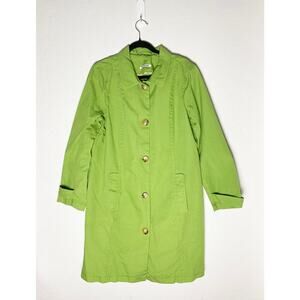 Plagueround Women's Lime Green Retro Style Trench Coat Stretch Cotton Blend